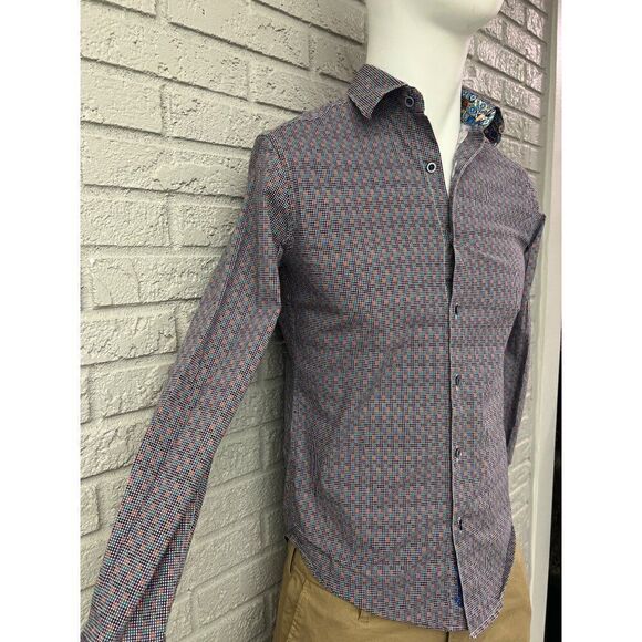 Robert Graham Men Tailored Fit Multicolored Long Sleeve Shirt Size S - Picture 3 of 9